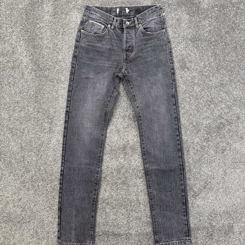 Mens 29x33 Taylor Stitch Jeans Selvedge Black Democratic Straight Button Fly